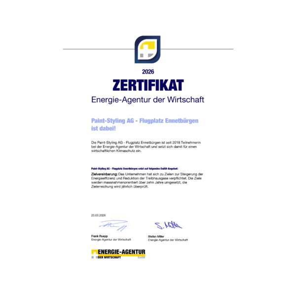 Paint Styling Unternehmen Urkunde CO22026 Ennetbürgen Flugplatz 3