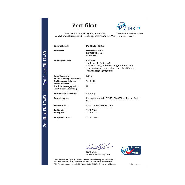 Paint Styling Unternehmen TBB Cert